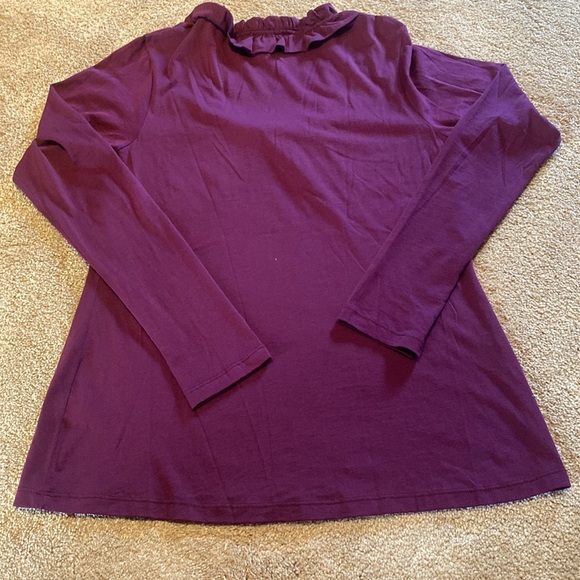 Lilla P Ruffle Scoop Neck L/S Pima Cotton T-Shirt Purple Made in Peru Size LARGE - Picture 9 of 10